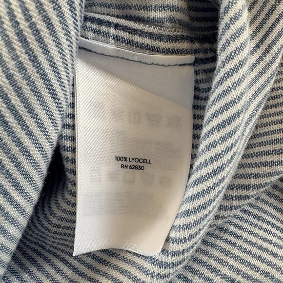 Lands’ End Women’s Blue & White Stripe Button Down Shirt 100% Lyocell Size 1X - Picture 8 of 11